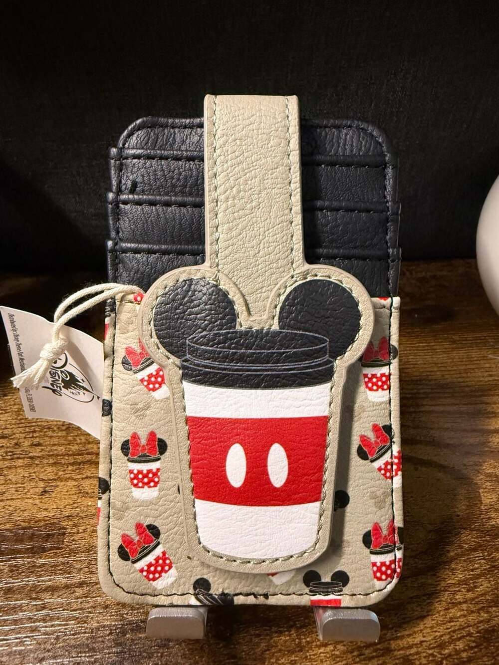 Disney Parks Mickey And Minnie Coffee Cup Card Wallet New